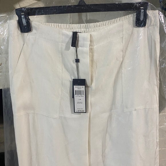 BCBGMAXAZRIA CLASSIC OFF WHITE LINEN PANTS SIZE MEDIUM ((TALL) - Picture 4 of 9